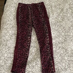 adidas Burgundy and Black Leopard Track Pants